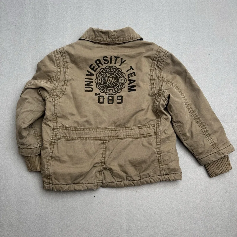 Place Varsity‎ League Jacket 3T Fleece Field Up Coat Brown Pockets Kids Boys